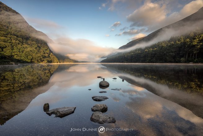 Sunrise at Glendalough's Upper Lake #1 by © John Dunne 2016, all rights reserved. 